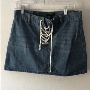FOREVER 21 LACE UP JEAN SKIRT